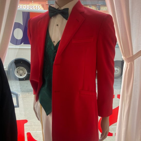 Red Long Tuxedo Coat - Valentines Jacket! - Picture 2 of 8